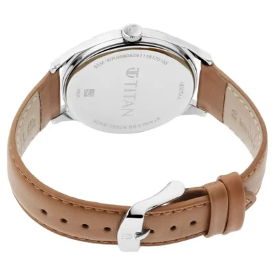 Titan Men’s Urban Edge Lustrous White Dial Leather Watch – NP1802SL07 - Image 3